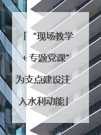“现场教学＋专题党课”为支点建设注入水利动能