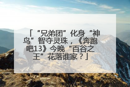 “兄弟团”化身“神鸟”智夺灵珠，《奔跑吧13》今晚“百谷之王”花落谁家？