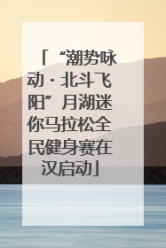 “潮势咏动・北斗飞阳”月湖迷你马拉松全民健身赛在汉启动