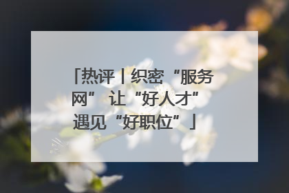 热评丨织密“服务网” 让“好人才”遇见“好职位”