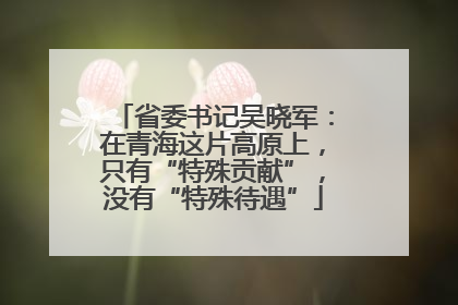 省委书记吴晓军：在青海这片高原上，只有“特殊贡献”，没有“特殊待遇”