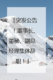 突发公告！董事长、董秘、副总经理集体辞职！