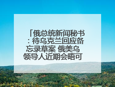 俄总统新闻秘书：待乌克兰回应备忘录草案 俄美乌领导人近期会晤可能性小