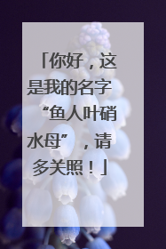 你好，这是我的名字“鱼人叶硝水母”，请多关照！