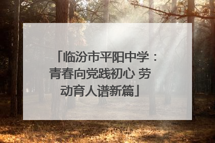 临汾市平阳中学：青春向党践初心 劳动育人谱新篇