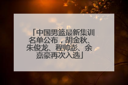 中国男篮最新集训名单公布，胡金秋、朱俊龙、程帅澎、余嘉豪再次入选