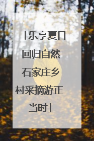 乐享夏日 回归自然 石家庄乡村采摘游正当时