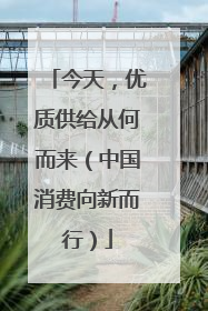 今天，优质供给从何而来（中国消费向新而行）