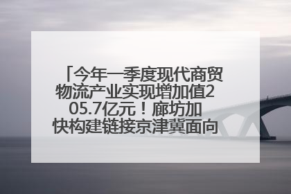 今年一季度现代商贸物流产业实现增加值205.7亿元！廊坊加快构建链接京津冀面向全世界的物流通道