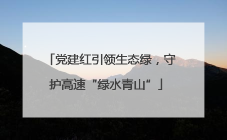 党建红引领生态绿，守护高速“绿水青山”