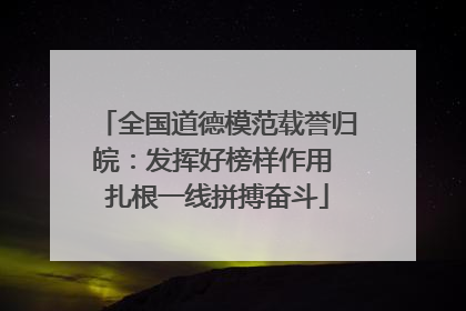 全国道德模范载誉归皖：发挥好榜样作用 扎根一线拼搏奋斗