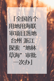 全国首个用地用海联审项目落地台州 浙江探索“地林草海”审批一次办