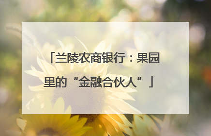 兰陵农商银行：果园里的“金融合伙人”