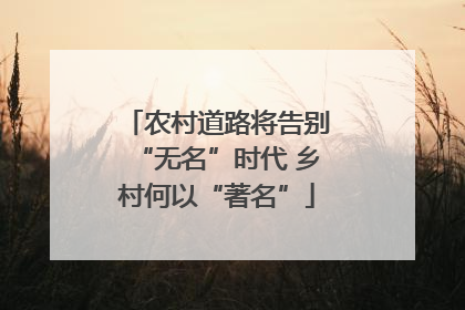 农村道路将告别“无名”时代 乡村何以“著名”