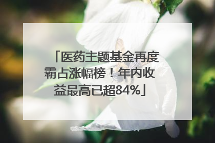 医药主题基金再度霸占涨幅榜！年内收益最高已超84%