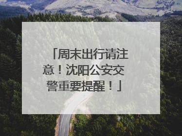 周末出行请注意！沈阳公安交警重要提醒！