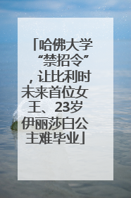 哈佛大学“禁招令”，让比利时未来首位女王、23岁伊丽莎白公主难毕业