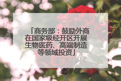 商务部：鼓励外商在国家级经开区开展生物医药、高端制造等领域投资
