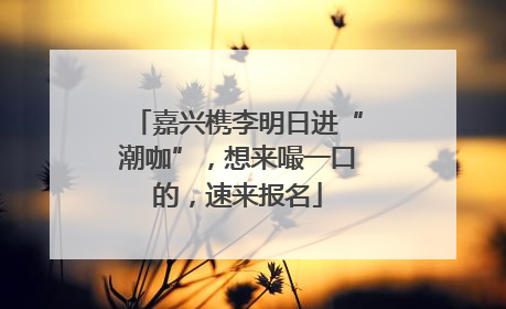 嘉兴槜李明日进“潮咖”，想来嘬一口的，速来报名