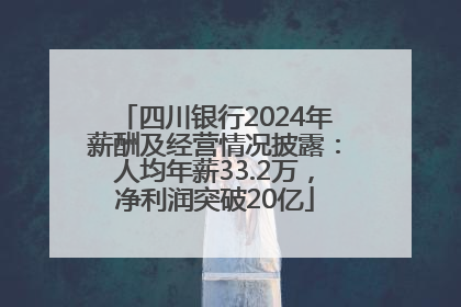 四川银行2024年薪酬及经营情况披露：人均年薪33.2万，净利润突破20亿