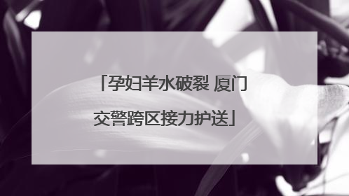 孕妇羊水破裂 厦门交警跨区接力护送