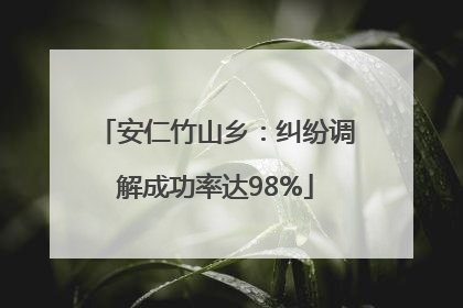 安仁竹山乡：纠纷调解成功率达98%