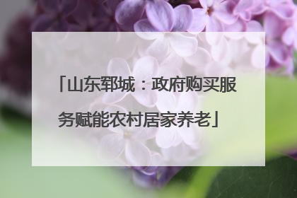 山东郓城：政府购买服务赋能农村居家养老