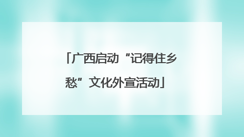 广西启动“记得住乡愁”文化外宣活动