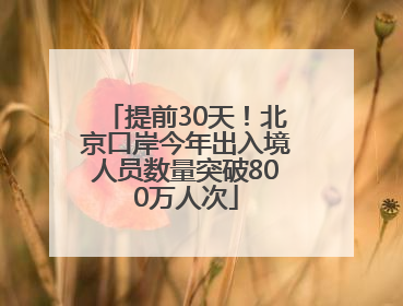 提前30天！北京口岸今年出入境人员数量突破800万人次