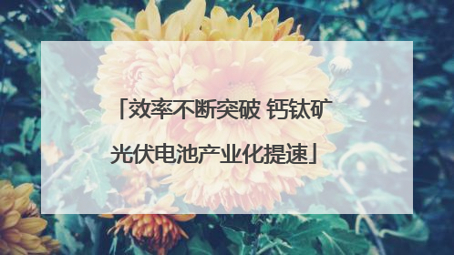 效率不断突破 钙钛矿光伏电池产业化提速