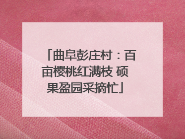 曲阜彭庄村：百亩樱桃红满枝 硕果盈园采摘忙