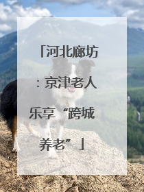 河北廊坊：京津老人乐享“跨城养老”