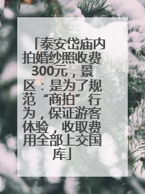 泰安岱庙内拍婚纱照收费300元，景区：是为了规范“商拍”行为，保证游客体验，收取费用全部上交国库