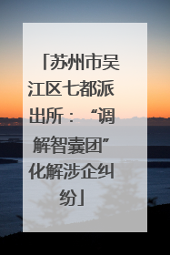 苏州市吴江区七都派出所：“调解智囊团”化解涉企纠纷