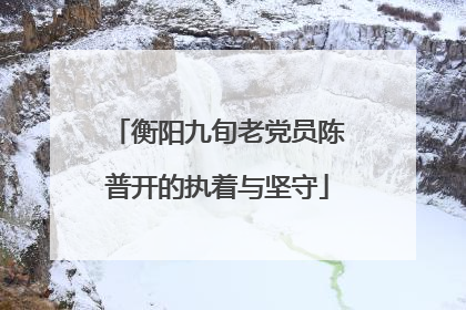 衡阳九旬老党员陈普开的执着与坚守