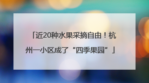 近20种水果采摘自由！杭州一小区成了“四季果园”