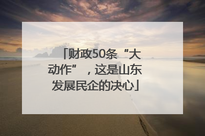 财政50条“大动作”，这是山东发展民企的决心