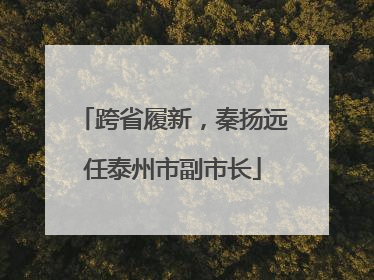 跨省履新，秦扬远任泰州市副市长