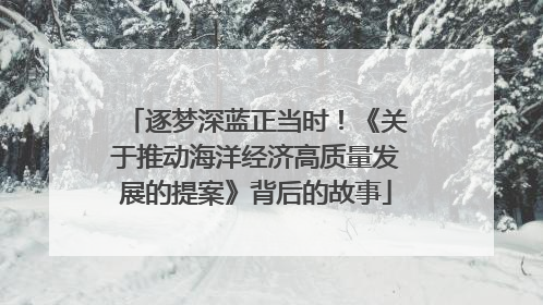 逐梦深蓝正当时！《关于推动海洋经济高质量发展的提案》背后的故事
