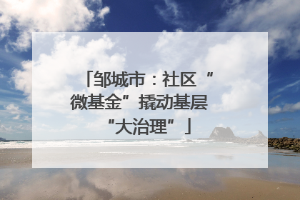 邹城市：社区“微基金”撬动基层“大治理”