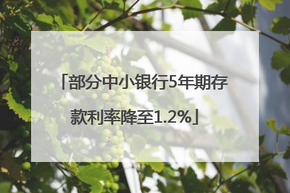 部分中小银行5年期存款利率降至1.2%