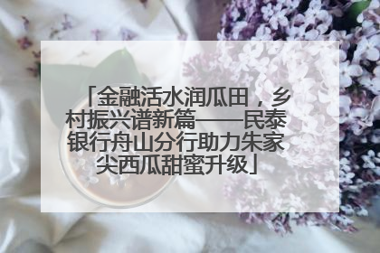 金融活水润瓜田，乡村振兴谱新篇——民泰银行舟山分行助力朱家尖西瓜甜蜜升级