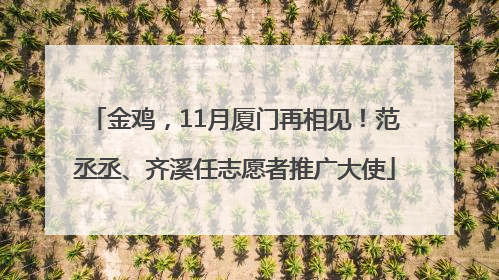 金鸡，11月厦门再相见！范丞丞、齐溪任志愿者推广大使