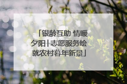银龄互助 情暖夕阳│志愿服务绘就农村暮年新景