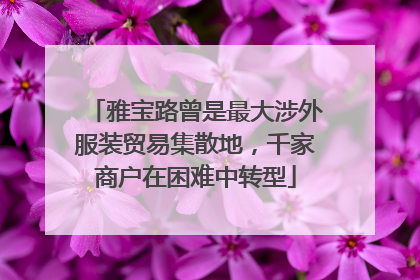雅宝路曾是最大涉外服装贸易集散地，千家商户在困难中转型