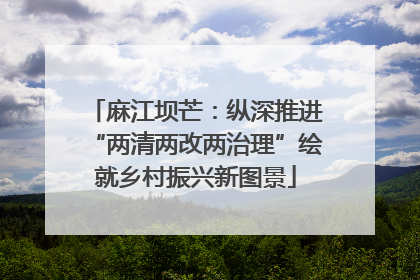 麻江坝芒：纵深推进“两清两改两治理”绘就乡村振兴新图景
