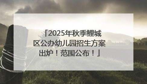 2025年秋季鲤城区公办幼儿园招生方案出炉！范围公布！