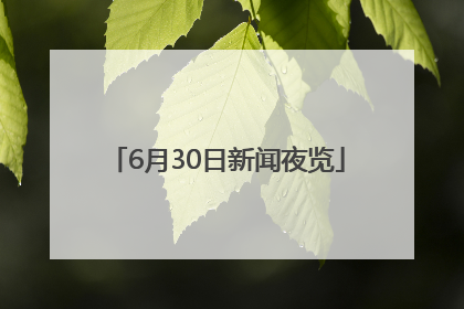 6月30日新闻夜览